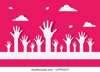 easy to edit vector illustration of colorful raised hand