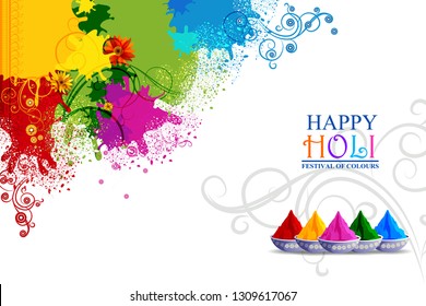 easy to edit vector illustration of Colorful Happy Hoil background for festival of colors in India