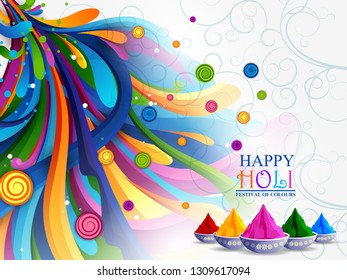 easy to edit vector illustration of Colorful Happy Hoil background for festival of colors in India