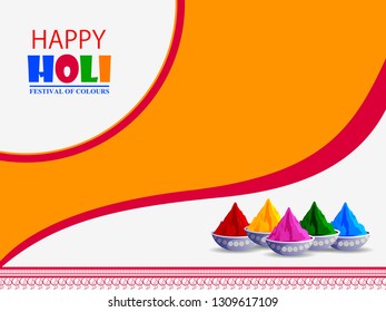 easy to edit vector illustration of Colorful Happy Hoil background for festival of colors in India