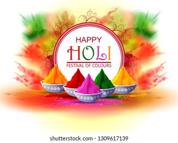 easy to edit vector illustration of Colorful Happy Hoil background for festival of colors in India