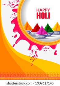 easy to edit vector illustration of Colorful Happy Hoil background for festival of colors in India