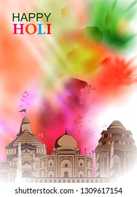 easy to edit vector illustration of Colorful Happy Hoil background for festival of colors in India