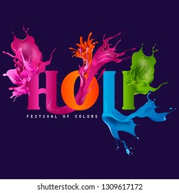 easy to edit vector illustration of Colorful splash for Holi background