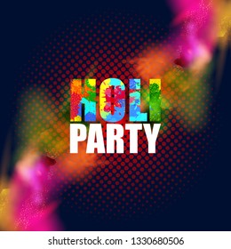 easy to edit vector illustration of Colorful Happy Hoil Party background for festival of colors in India