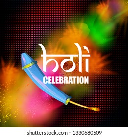 easy to edit vector illustration of Colorful Happy Hoil Party background for festival of colors in India