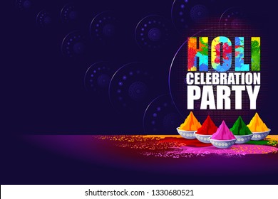 easy to edit vector illustration of Colorful Happy Hoil Party background for festival of colors in India