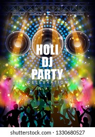easy to edit vector illustration of Colorful Happy Hoil Party background for festival of colors in India