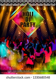 easy to edit vector illustration of Colorful Happy Hoil Party background for festival of colors in India