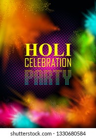 easy to edit vector illustration of Colorful Happy Hoil Party background for festival of colors in India