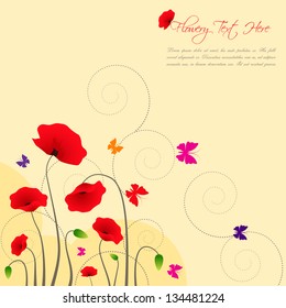 easy to edit vector illustration of colorful flower background with butterfly