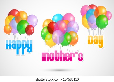 easy to edit vector illustration of colorful balloon in Happy Mother's Day