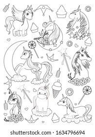 easy to edit vector illustration of colorful trendy fairy tale unicorn invitation card element for Birthday