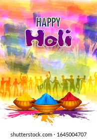 fácil de editar ilustración vectorial de colorido fondo de Happy Hoil para festival de colores en India