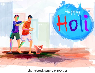 easy to edit vector illustration of colorful Happy Hoil background for festival of colors in India