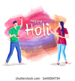 easy to edit vector illustration of colorful Happy Hoil background for festival of colors in India