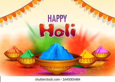 easy to edit vector illustration of Colorful Happy Hoil background for festival of colors in India