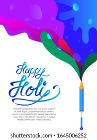 leicht zu bearbeiten Vektorillustration Illustration von farbigem Splash aus Pichkari auf Holi-Hintergrund