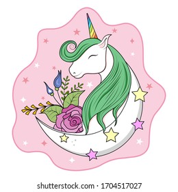 easy to edit vector illustration of colorful trendy fairy tale unicorn invitation card template background for Birthday