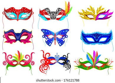 easy to edit vector illustration of colorful party mask