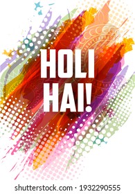 fácil de editar ilustración vectorial de fondo colorido para festival de colores celebrado en India con texto en hindi Holi Hain que significa holi