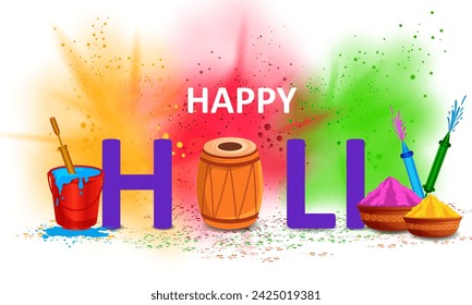 easy to edit vector illustration of Colorful background for festival of colors Holi celebrated in India