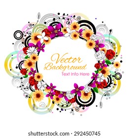 easy to edit vector illustration of colorful floral frame