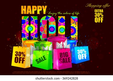 easy to edit vector illustration of colorful Holi shopping sale background