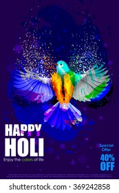 easy to edit vector illustration of colorful Holi ahopping sale background