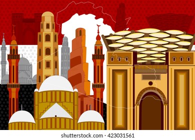 easy to edit vector illustration of colorful collage of Iraq
