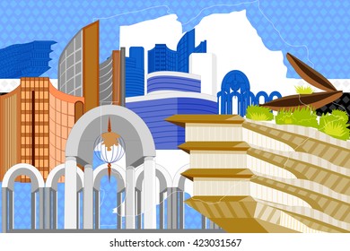 easy to edit vector illustration of colorful collage of Botswana