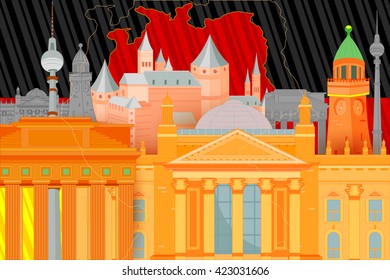 easy to edit vector illustration of colorful collage of Germany