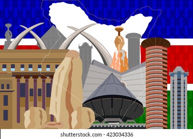 easy to edit vector illustration of colorful collage of Kenya