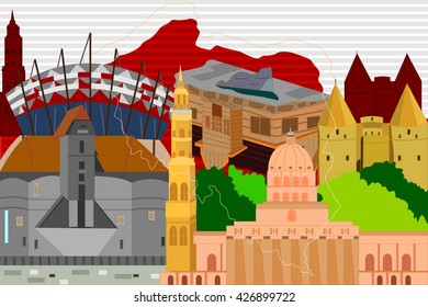easy to edit vector illustration of colorful collage of Poland