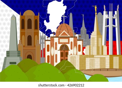 easy to edit vector illustration of colorful collage of Philippines