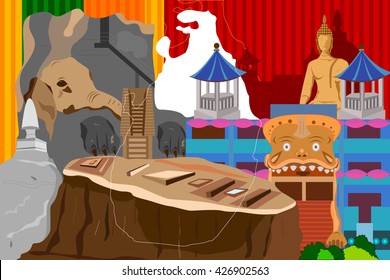 easy to edit vector illustration of colorful collage of Sri Lanka