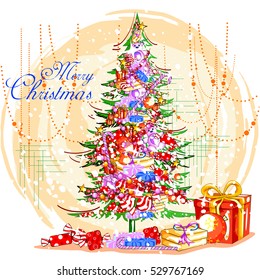 easy to edit vector illustration of colorful gift for Merry Christmas holiday celebration 