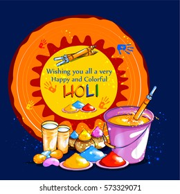 easy to edit vector illustration of colorful Happy Hoil background for festival of colors in India