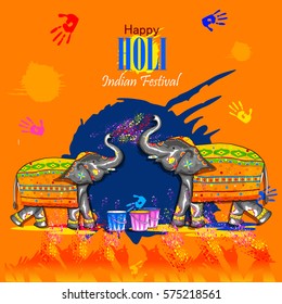 easy to edit vector illustration of colorful Happy Hoil background for festival of colors in India