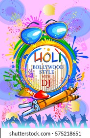easy to edit vector illustration of colorful Happy Hoil background for festival of colors in India