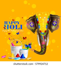 easy to edit vector illustration of Colorful Happy Hoil background for festival of colors in India