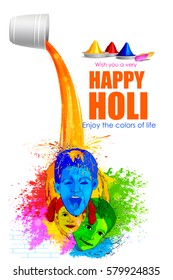 easy to edit vector illustration of Colorful Happy Hoil background for festival of colors in India

