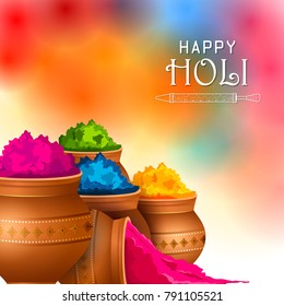 easy to edit vector illustration of Colorful Happy Hoil background for festival of colors in India