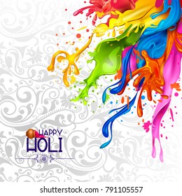 easy to edit vector illustration of Colorful splash for Holi background