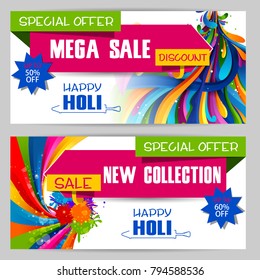 easy to edit vector illustration of Colorful Happy Hoil Sale Promotion Shopping Advertisement background for festival of colors in India