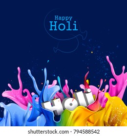 easy to edit vector illustration of Colorful splash for Holi background