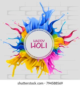easy to edit vector illustration of Colorful splash for Holi background