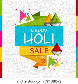 easy to edit vector illustration of Colorful Happy Hoil Sale Promotion Shopping Advertisement background for festival of colors in India