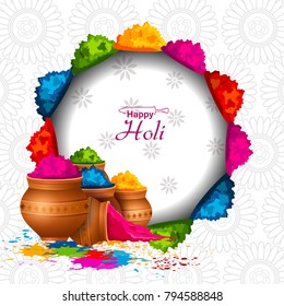 easy to edit vector illustration of Colorful Happy Hoil background for festival of colors in India