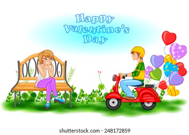 easy to edit vector illustration of couple in romantic pose for Happy Valentine's Day